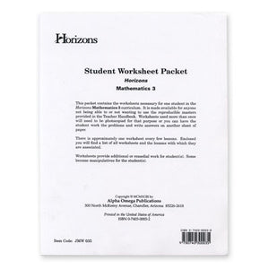 HORIZONS 3rd Grade Math Student Worksheet Packet