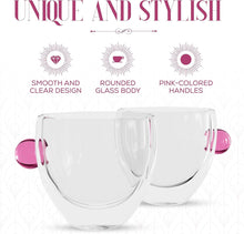 Load image into Gallery viewer, Elle Decor Double Wall Glass Coffee Mugs | Set of 2 | 8.5-Oz (Pink Handle)
