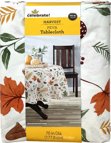 Celebrate Harvest PEVA Tablecloth 70R (Mushroom)