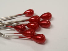 Load image into Gallery viewer, Corsage / Boutonniere Red Teardrop Pins 2&quot; pk/144
