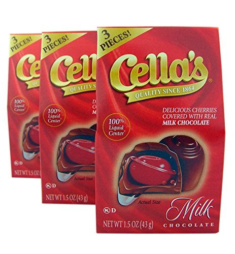 Cella's Milk Chocolate Covered Cherries Mini Box, 1.5 oz, Pack of 3